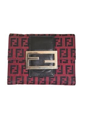 Fendi Zucca Zucchino FF Monogram Red Canvas Bifold Wallet